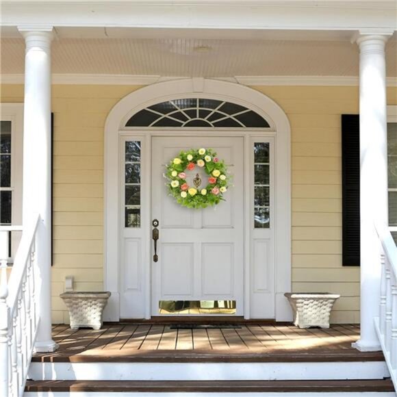 Artificial Spring Summer Wreaths for Front Door Summer Door Wreath Floral - Picture 2 of 8